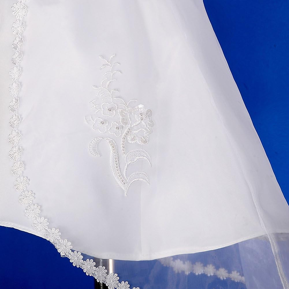 Infant Baby Girls' Christening Gown Baptism Clothing White Satin Dress with Cape and Bonnet Size 0 to 12 Months