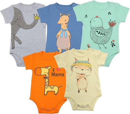 Unisex Baby Bodysuits | Baby Short Sleeve Bodysuits Onesies Bodysuit Short-Sleeve Bodysuits%100 Organic Cotton 5-Pack